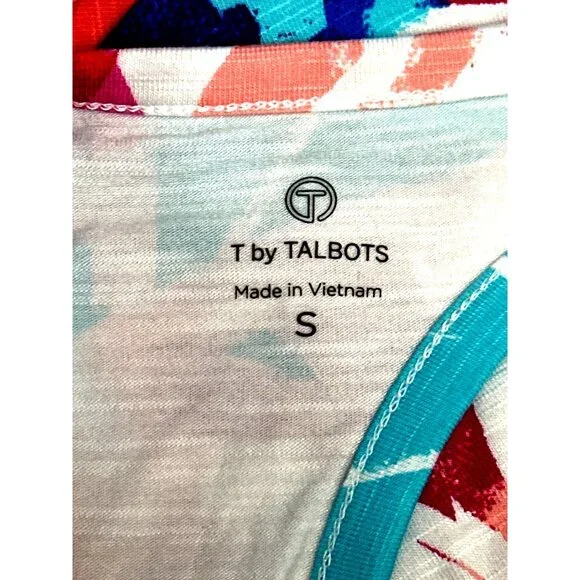 T By Talbots Size Small Multicolor Rayon Cotton Tee Floral Print City Casual Tee - Picture 7 of 12